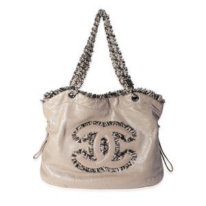 Chanel Taupe Lambskin Funny Tweed Bon Bon Tote